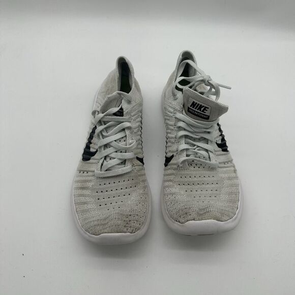 Women Size 7 Nike Free RN Flyknit White Fabric Running Shoes Sneakers 831070-101 - Picture 3 of 9